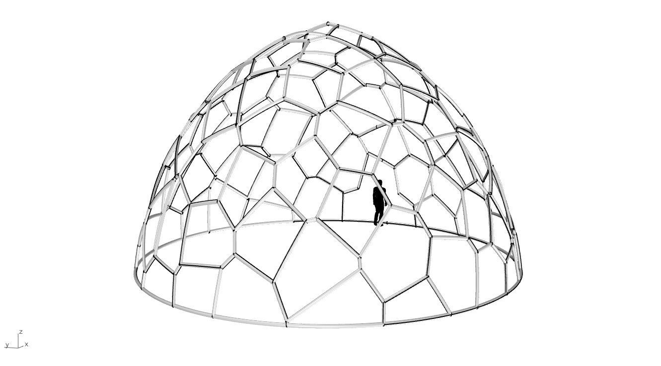 Voronoi Dome structure Geodoesic Like Wireframe 3D model_67