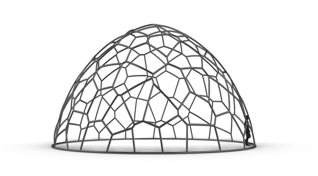 Voronoi Dome structure Geodoesic Like Wireframe 3D model_22