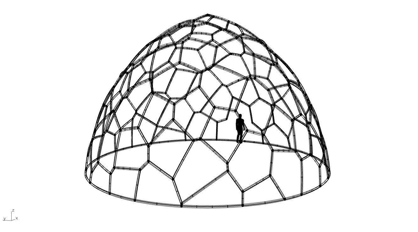 Voronoi Dome structure Geodoesic Like Wireframe 3D model_111
