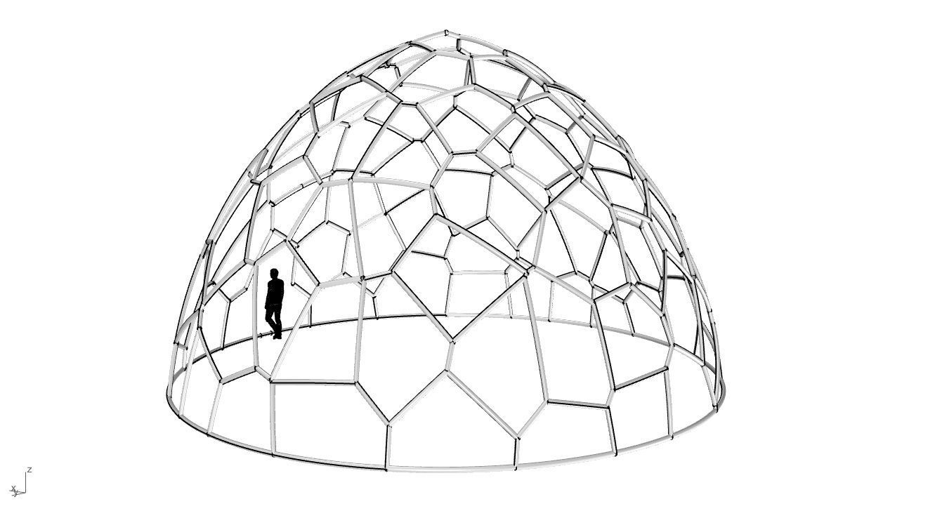 Voronoi Dome structure Geodoesic Like Wireframe 3D model_69