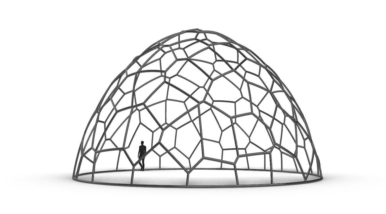 Voronoi Dome structure Geodoesic Like Wireframe 3D model_11
