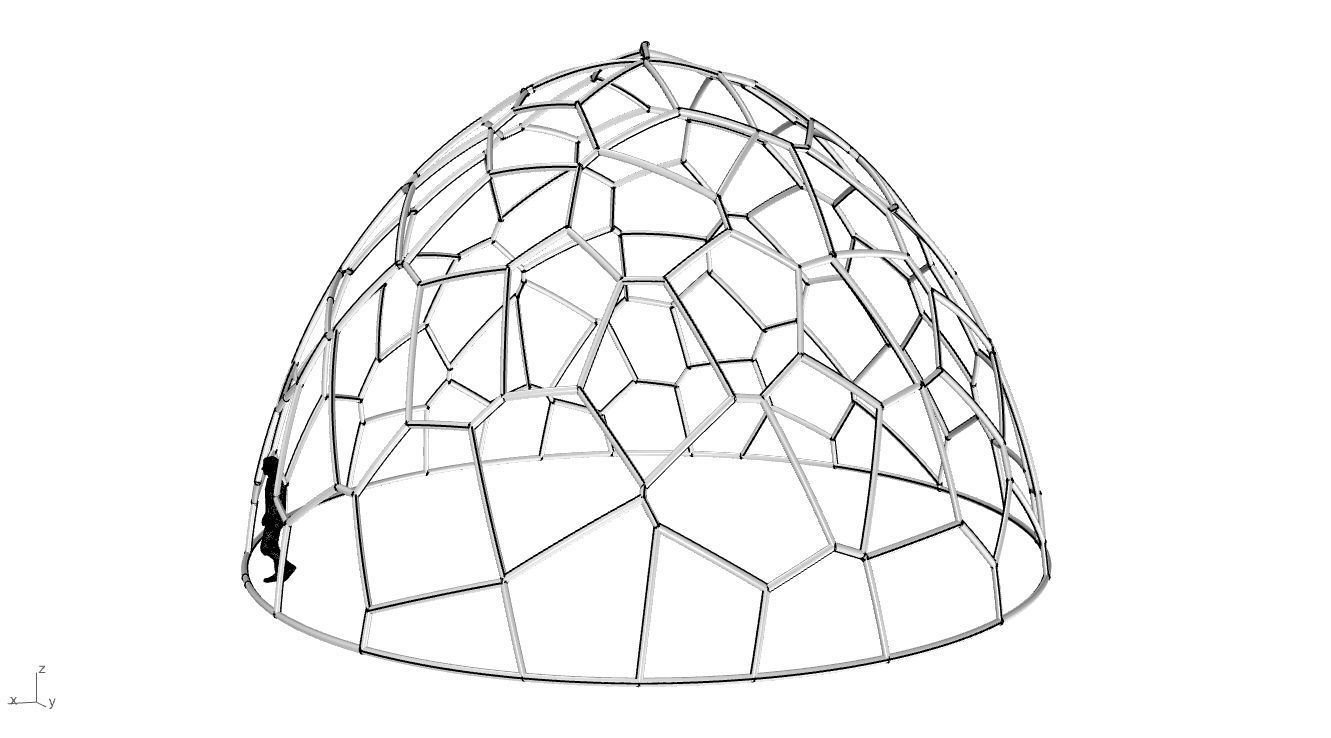Voronoi Dome structure Geodoesic Like Wireframe 3D model_59