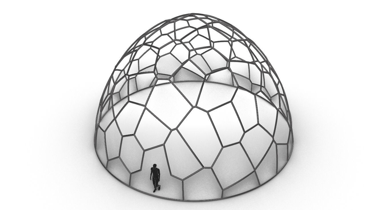 Voronoi Dome structure Geodoesic Like Wireframe 3D model_45