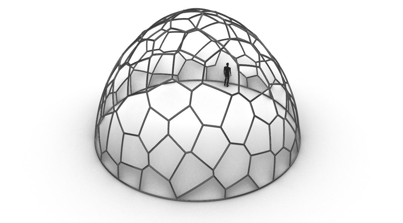 Voronoi Dome structure Geodoesic Like Wireframe 3D model_33