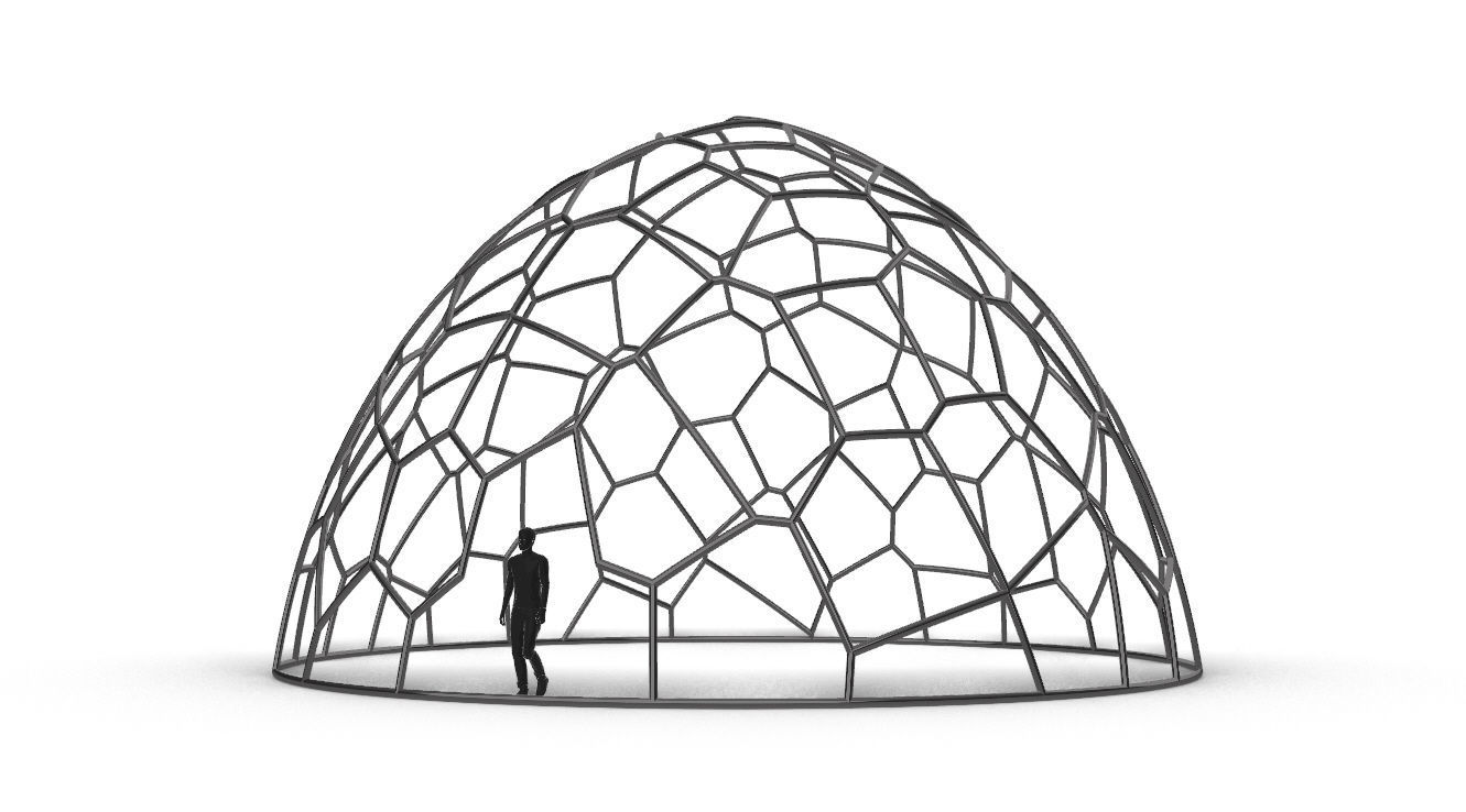 Voronoi Dome structure Geodoesic Like Wireframe 3D model_1