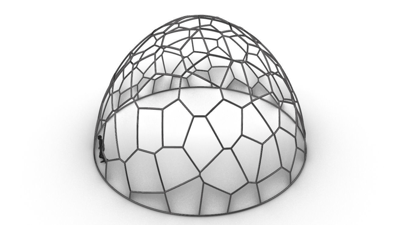 Voronoi Dome structure Geodoesic Like Wireframe 3D model_47