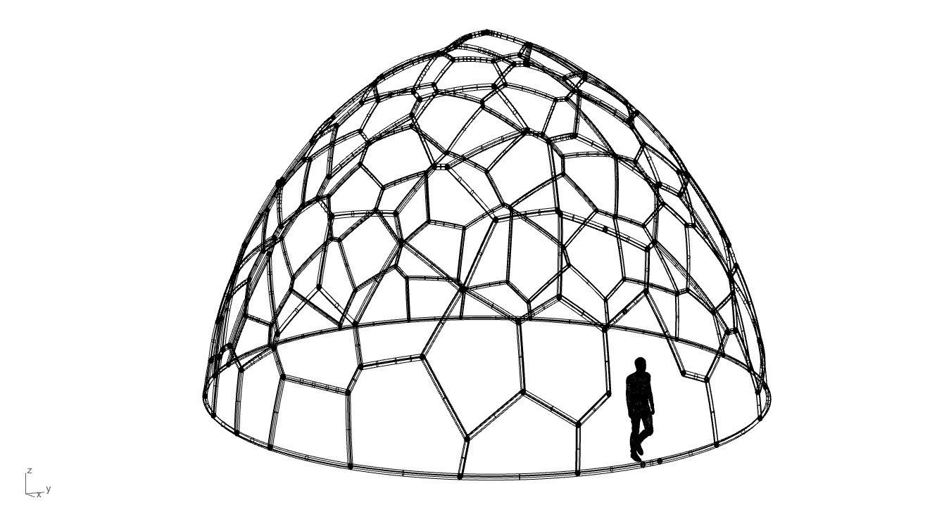 Voronoi Dome structure Geodoesic Like Wireframe 3D model_96