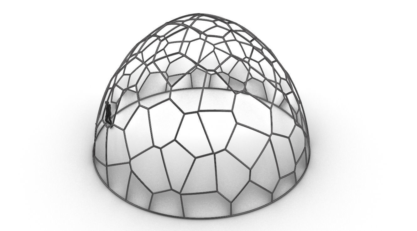 Voronoi Dome structure Geodoesic Like Wireframe 3D model_37