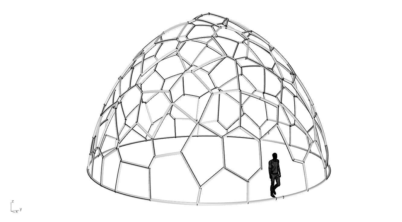 Voronoi Dome structure Geodoesic Like Wireframe 3D model_73