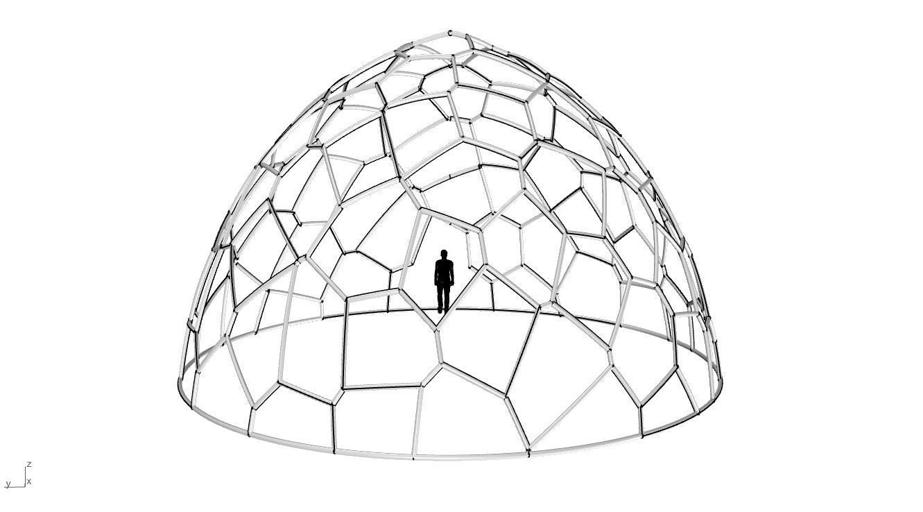 Voronoi Dome structure Geodoesic Like Wireframe 3D model_63