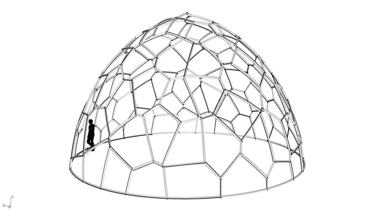 Voronoi Dome structure Geodoesic Like Wireframe 3D model_61