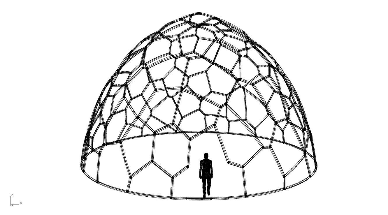 Voronoi Dome structure Geodoesic Like Wireframe 3D model_99
