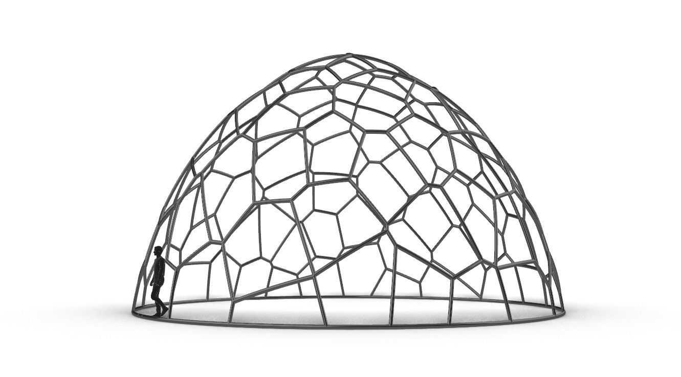 Voronoi Dome structure Geodoesic Like Wireframe 3D model_4