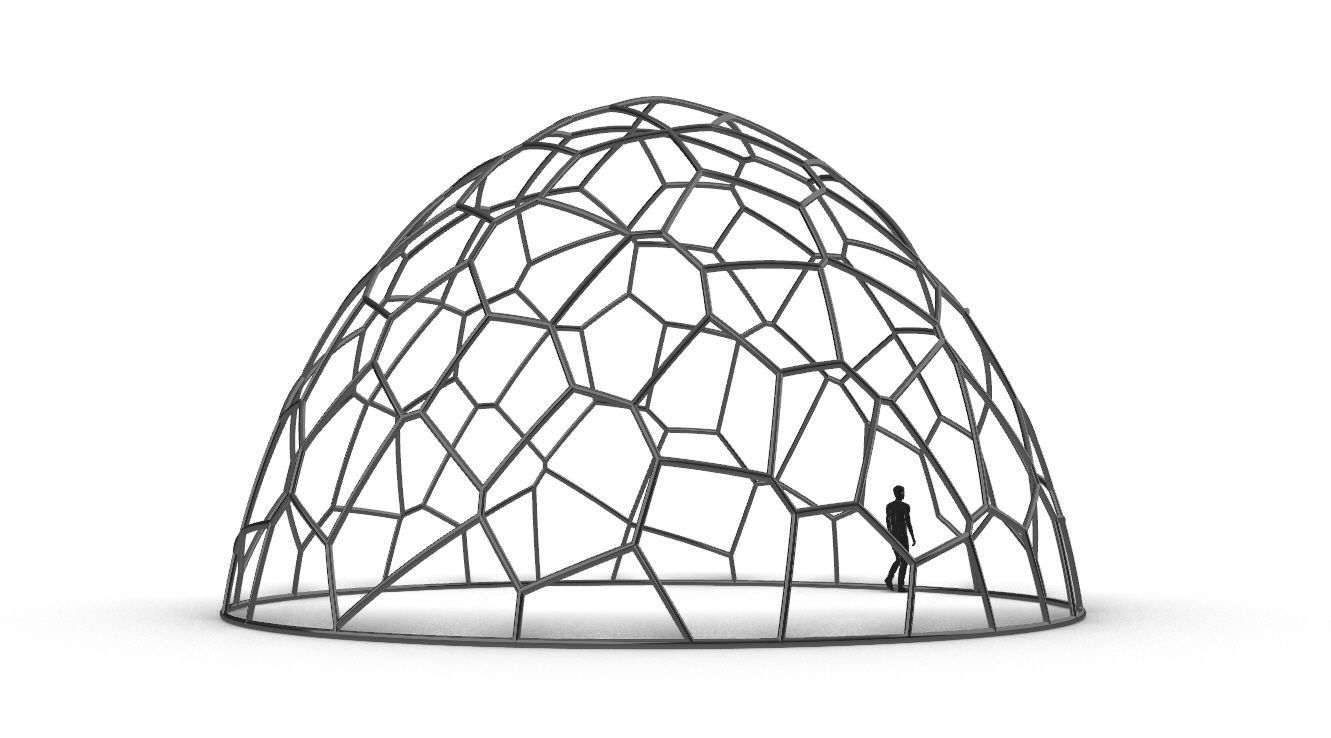 Voronoi Dome structure Geodoesic Like Wireframe 3D model_18