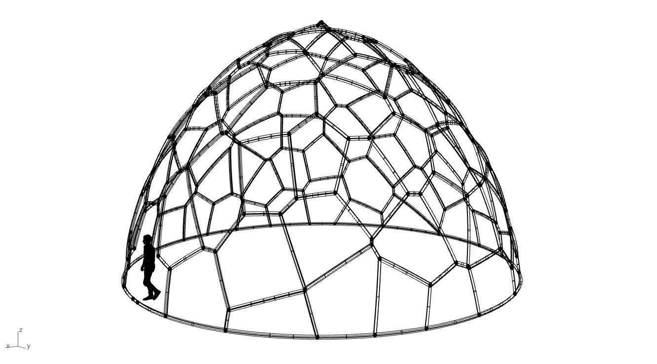 Voronoi Dome structure Geodoesic Like Wireframe 3D model_112