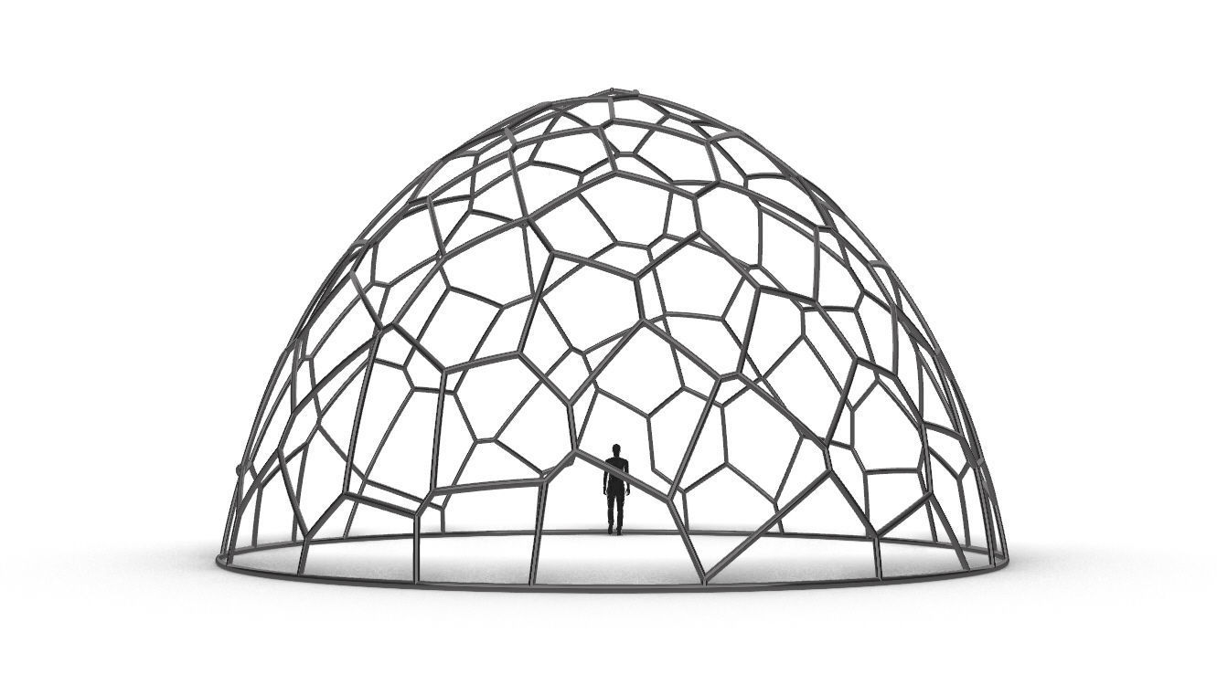 Voronoi Dome structure Geodoesic Like Wireframe 3D model_14