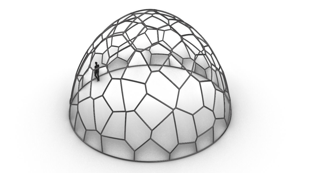 Voronoi Dome structure Geodoesic Like Wireframe 3D model_41