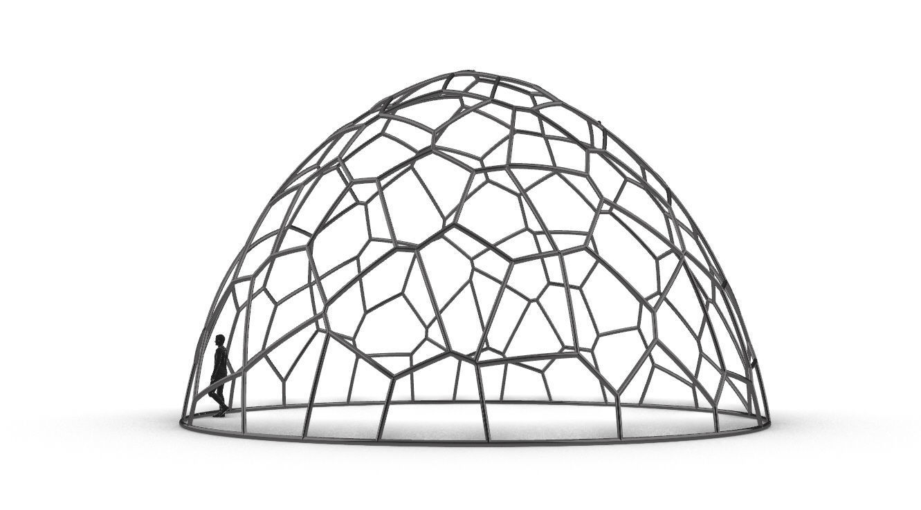 Voronoi Dome structure Geodoesic Like Wireframe 3D model_7