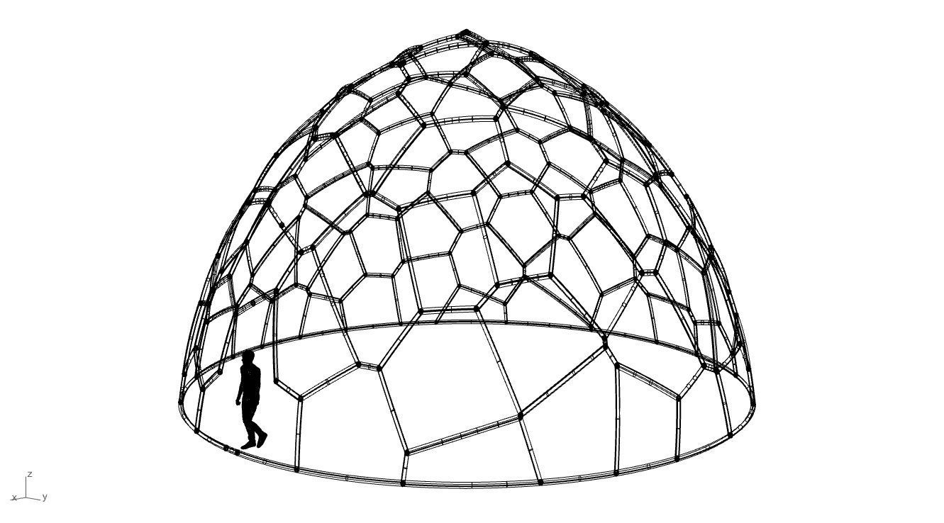 Voronoi Dome structure Geodoesic Like Wireframe 3D model_88