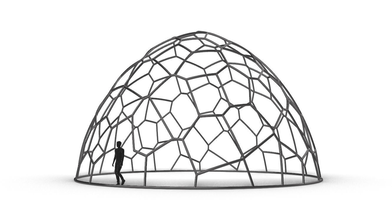 Voronoi Dome structure Geodoesic Like Wireframe 3D model_2