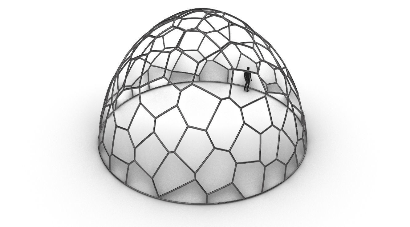Voronoi Dome structure Geodoesic Like Wireframe 3D model_43