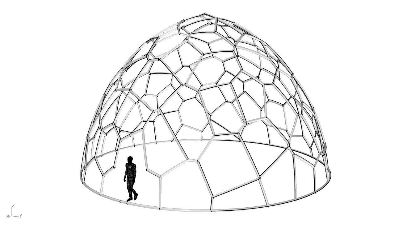 Voronoi Dome structure Geodoesic Like Wireframe 3D model_75