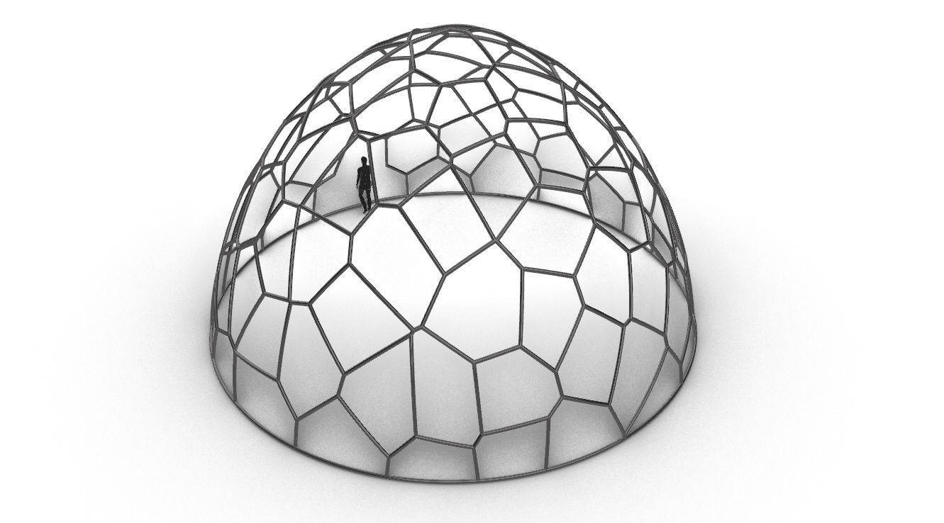 Voronoi Dome structure Geodoesic Like Wireframe 3D model_36