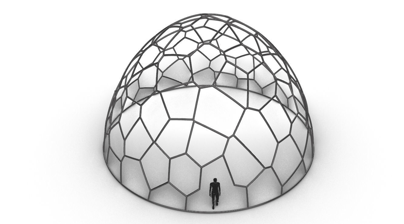 Voronoi Dome structure Geodoesic Like Wireframe 3D model_39