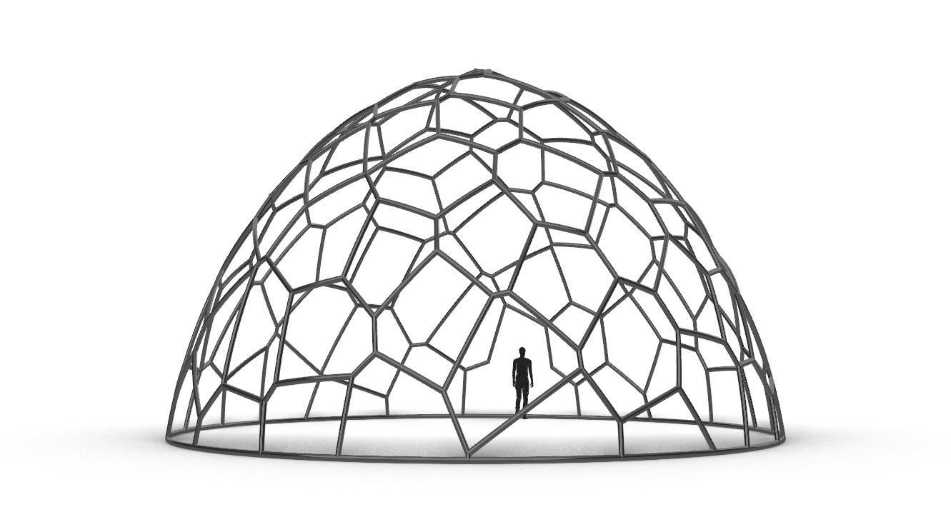 Voronoi Dome structure Geodoesic Like Wireframe 3D model_15