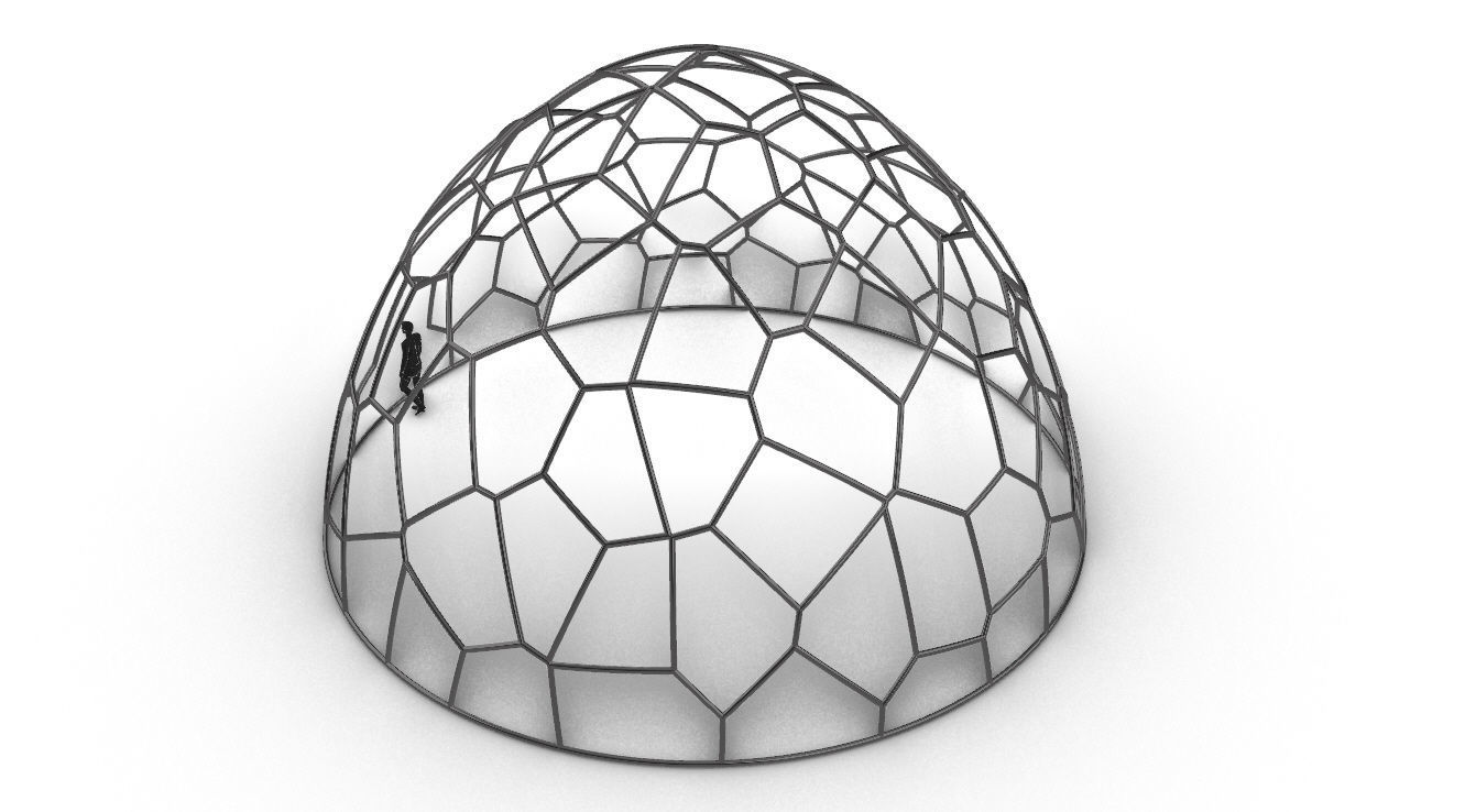 Voronoi Dome structure Geodoesic Like Wireframe 3D model_49