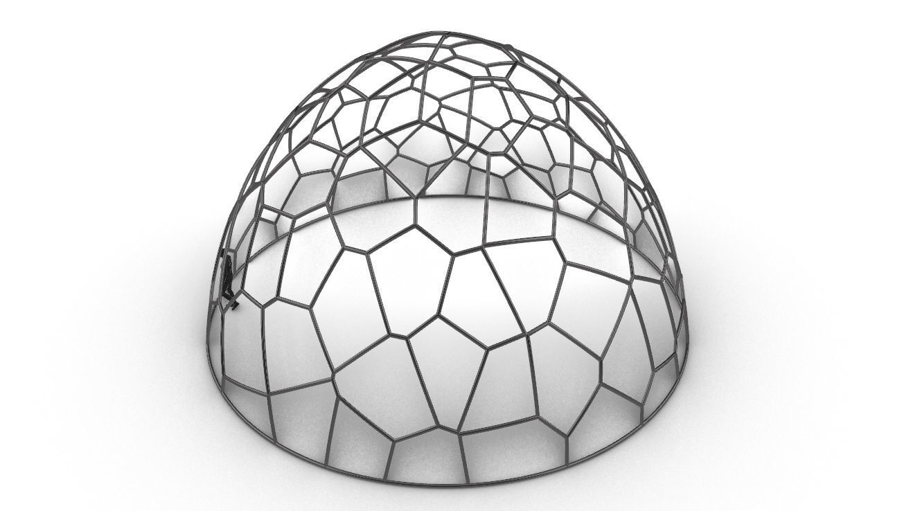 Voronoi Dome structure Geodoesic Like Wireframe 3D model_56