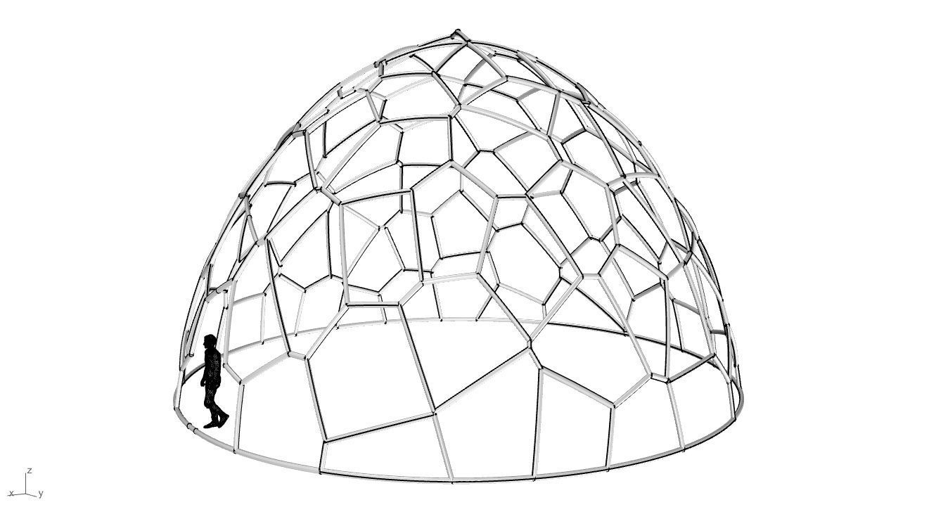 Voronoi Dome structure Geodoesic Like Wireframe 3D model_60