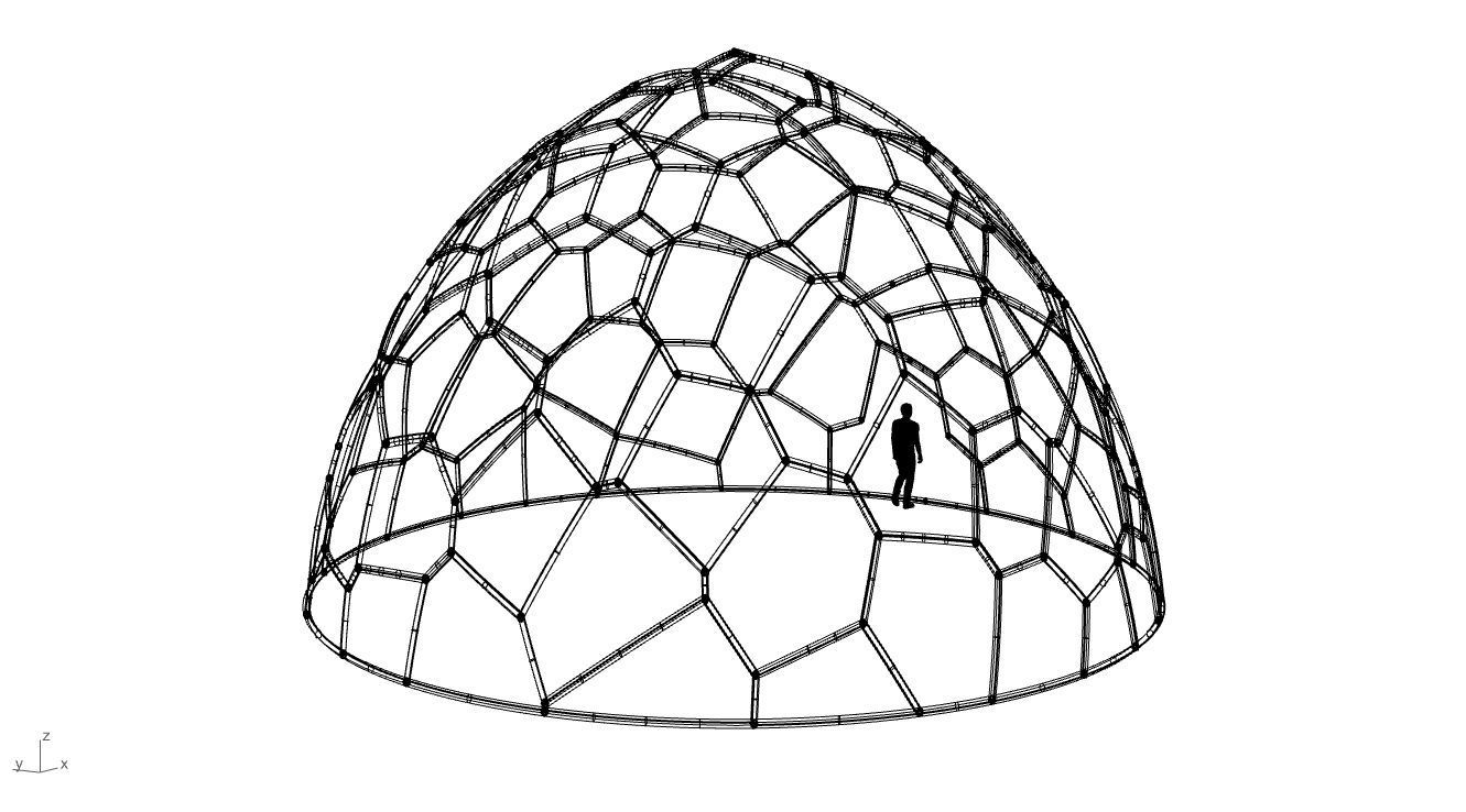 Voronoi Dome structure Geodoesic Like Wireframe 3D model_98