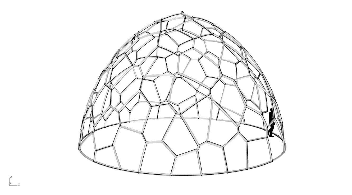 Voronoi Dome structure Geodoesic Like Wireframe 3D model_78