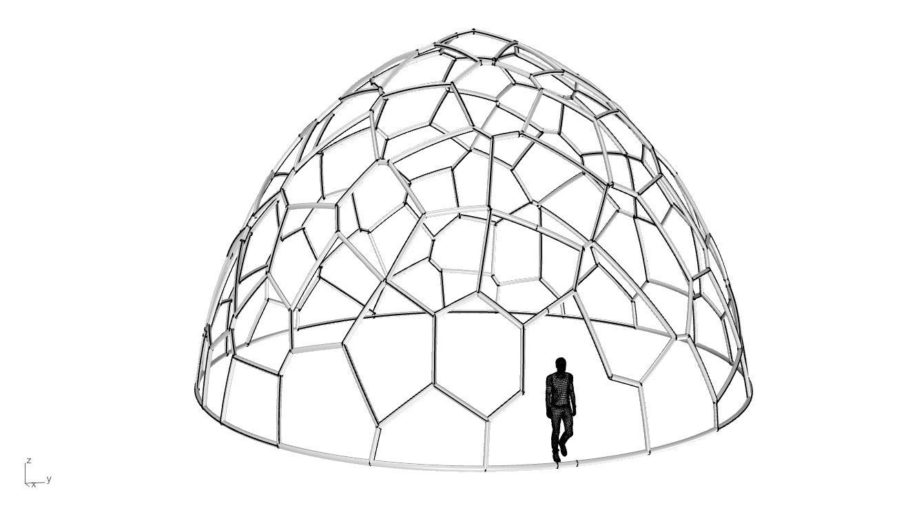 Voronoi Dome structure Geodoesic Like Wireframe 3D model_79