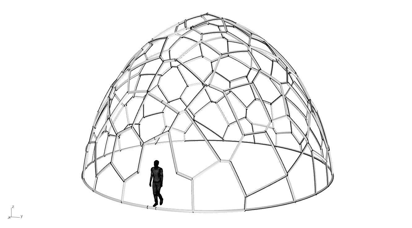 Voronoi Dome structure Geodoesic Like Wireframe 3D model_87