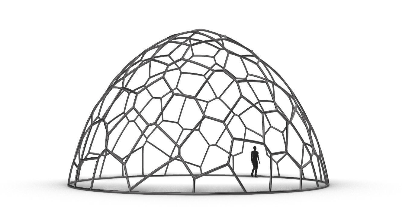 Voronoi Dome structure Geodoesic Like Wireframe 3D model_17