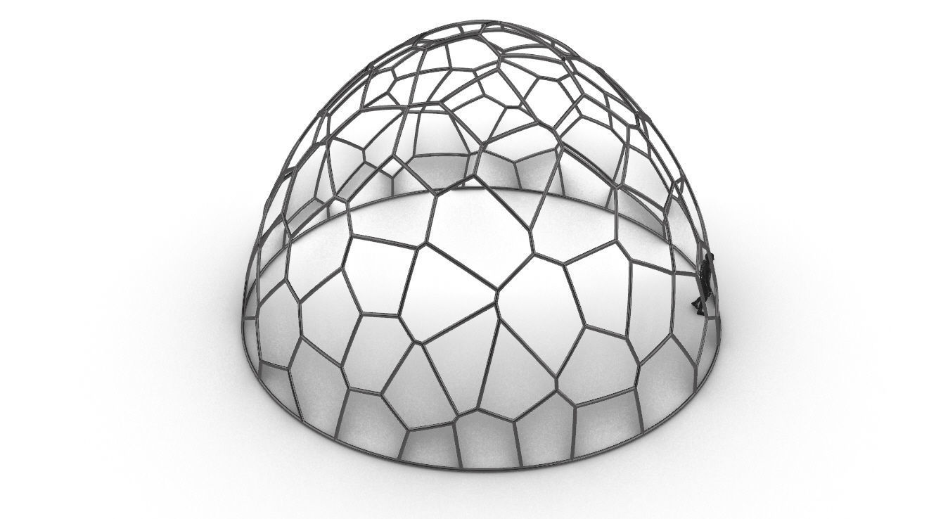 Voronoi Dome structure Geodoesic Like Wireframe 3D model_44