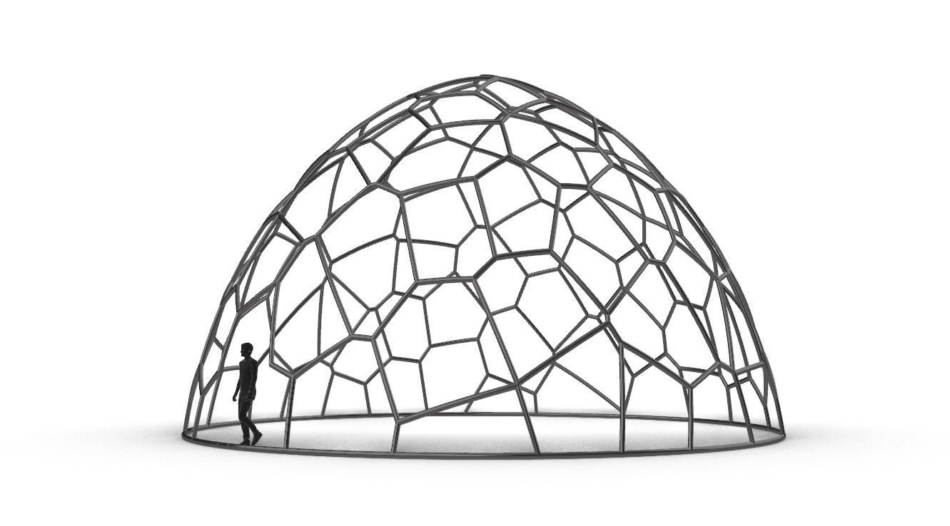 Voronoi Dome structure Geodoesic Like Wireframe 3D model_3