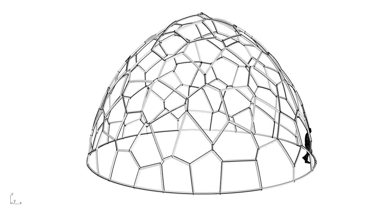 Voronoi Dome structure Geodoesic Like Wireframe 3D model_66