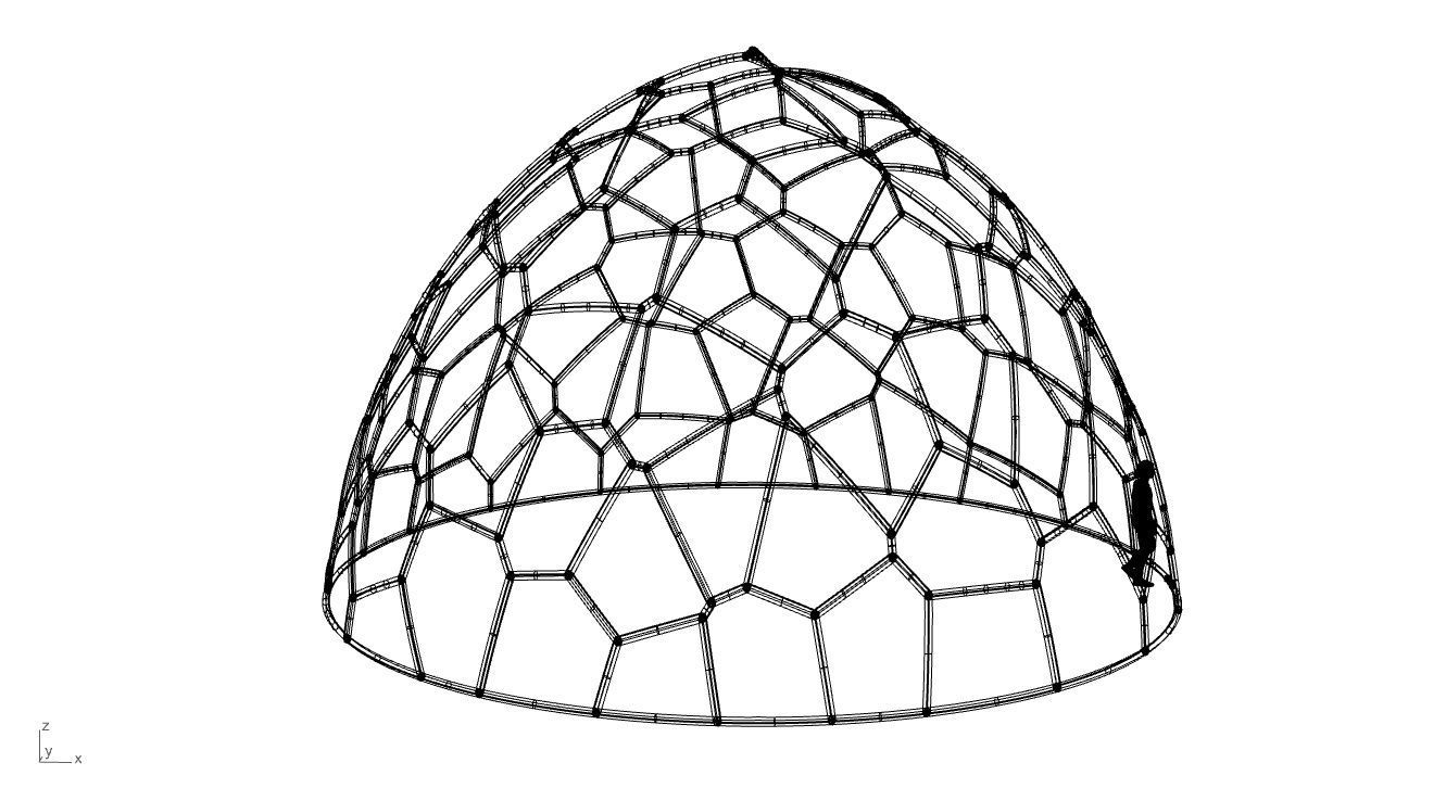 Voronoi Dome structure Geodoesic Like Wireframe 3D model_118