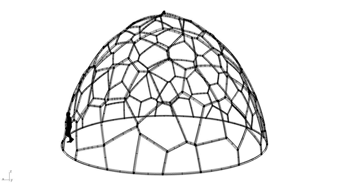 Voronoi Dome structure Geodoesic Like Wireframe 3D model_89