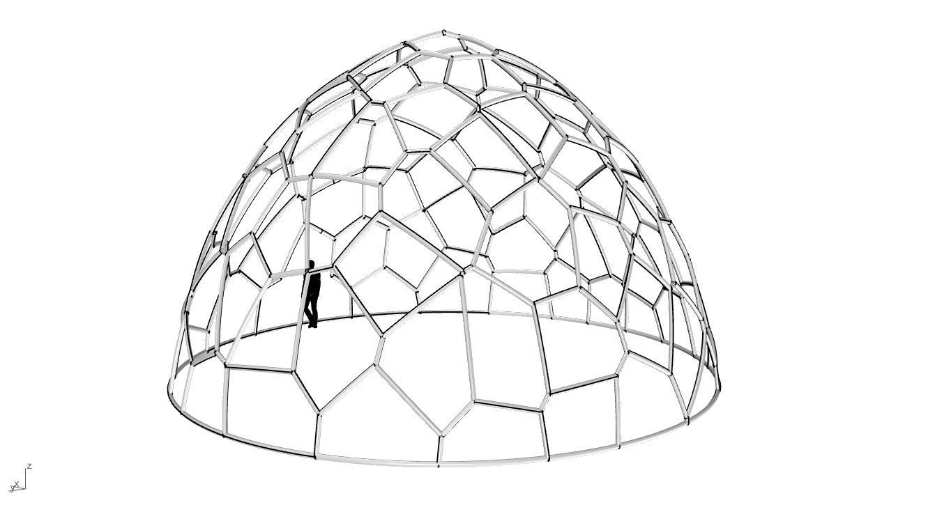Voronoi Dome structure Geodoesic Like Wireframe 3D model_84