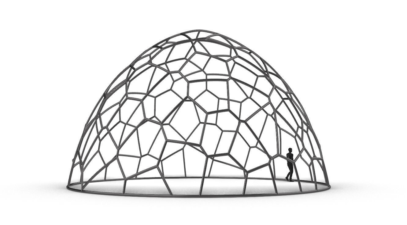 Voronoi Dome structure Geodoesic Like Wireframe 3D model_19