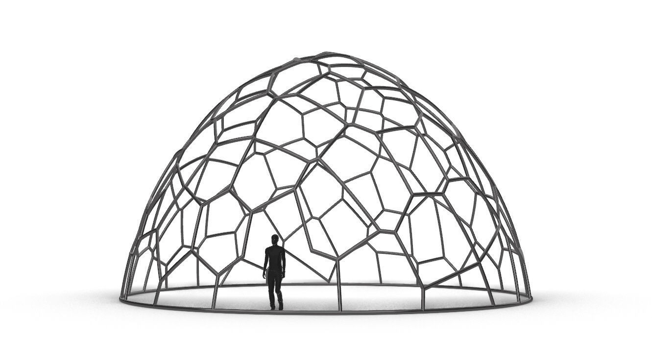 Voronoi Dome structure Geodoesic Like Wireframe 3D model_29