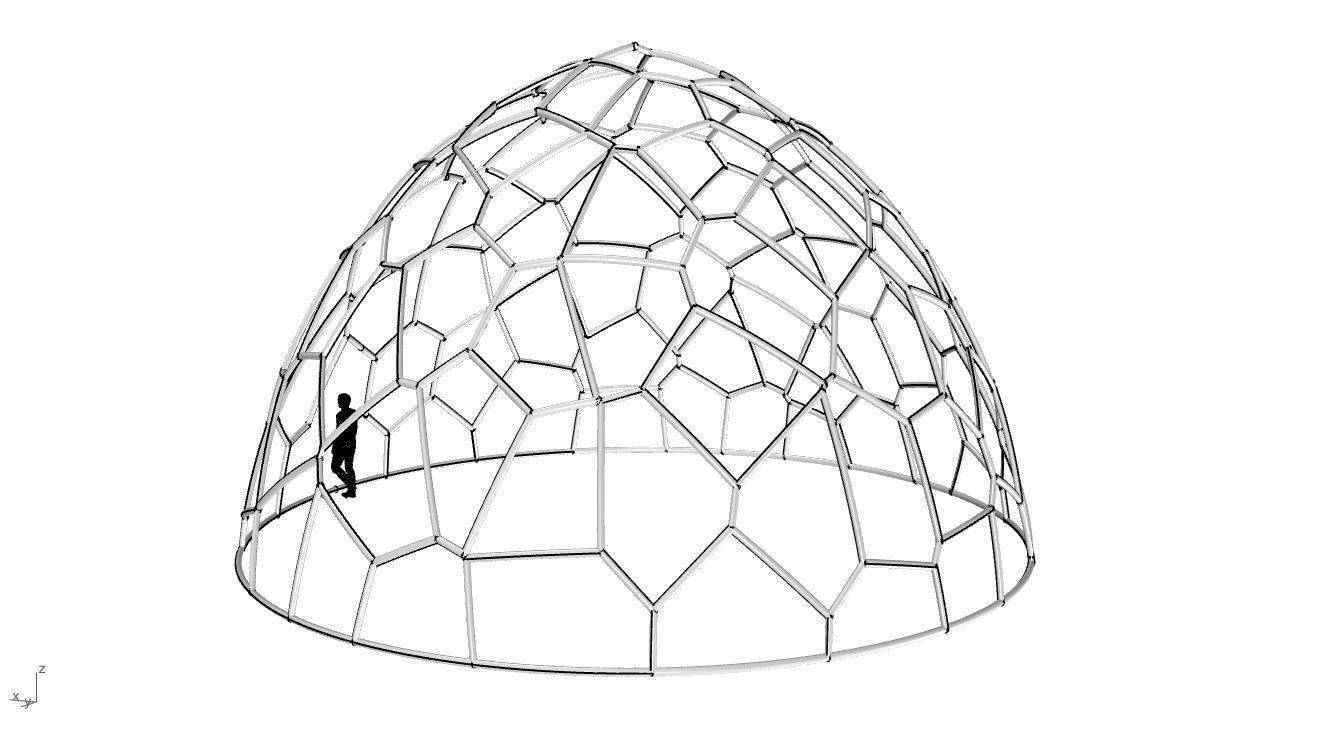 Voronoi Dome structure Geodoesic Like Wireframe 3D model_76