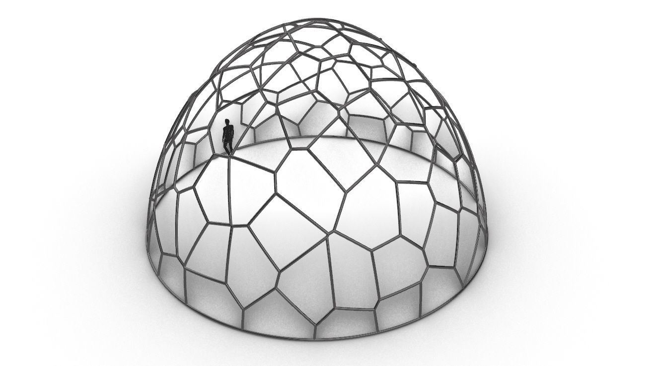 Voronoi Dome structure Geodoesic Like Wireframe 3D model_58