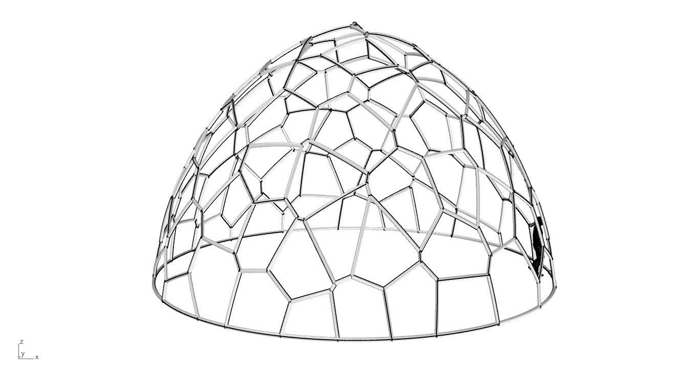 Voronoi Dome structure Geodoesic Like Wireframe 3D model_62