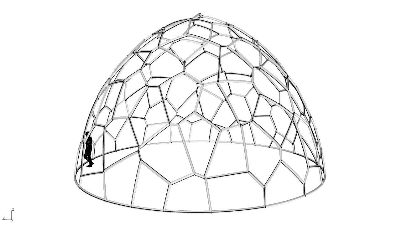 Voronoi Dome structure Geodoesic Like Wireframe 3D model_81