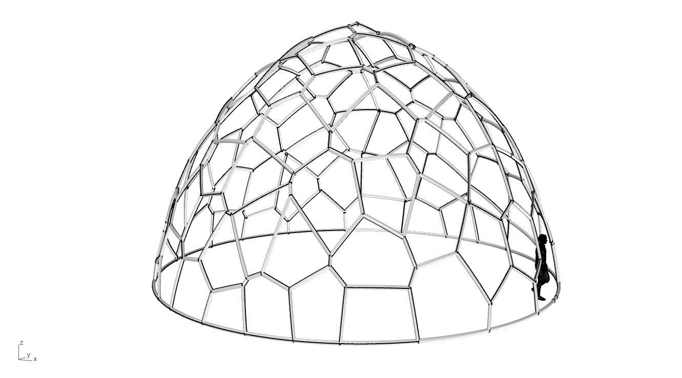 Voronoi Dome structure Geodoesic Like Wireframe 3D model_85